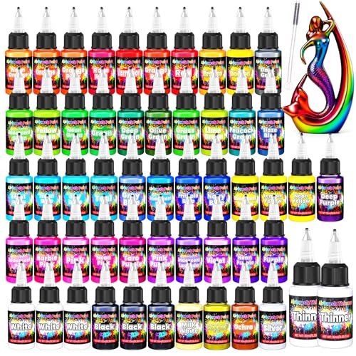 Airbrush Paint - 54 Colors with 2 Thinners, Acrylic Set.