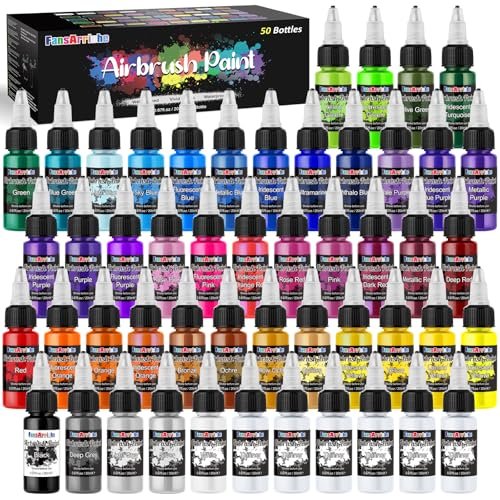 FansArriche Airbrush Paint, 44 Colors with 6 Thinners Set.