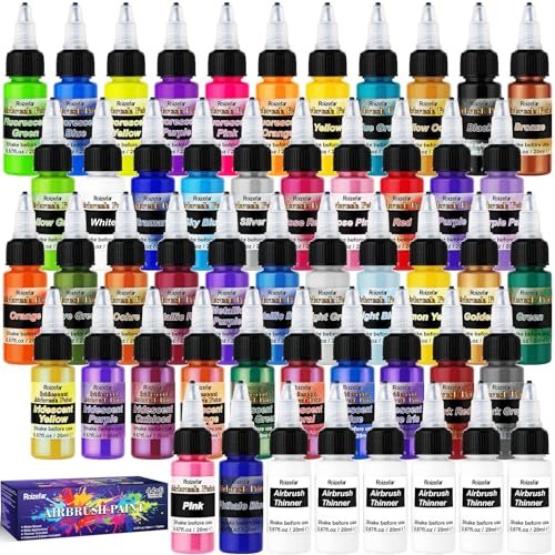 Roizefar Airbrush Paint, 44 Colors with 6 Thinner Set.