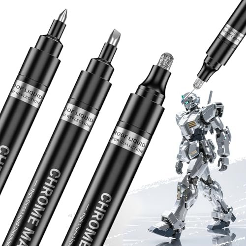 San Jeirie 3Pcs Silver Liquid Mirror Chrome Markers Pens Kit