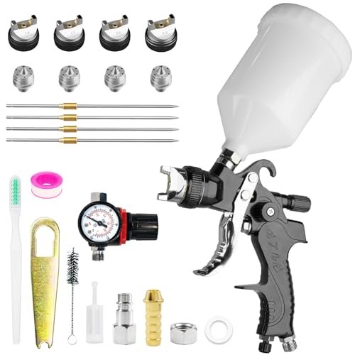 HVLP Spray Gun Kit with 1.4/1.7/2.0/2.5mm Nozzles for...