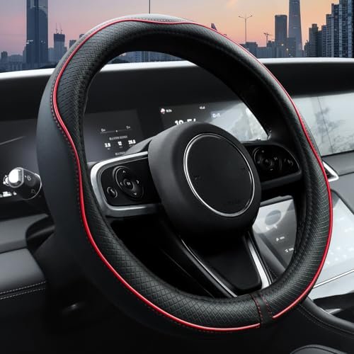 Ouzorp Car Steering Wheel Cover, Microfiber Leather...