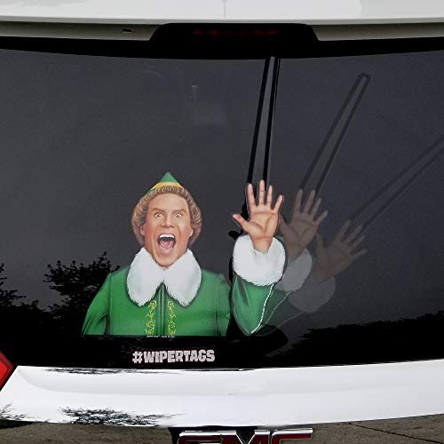 Jolly Elf Waving Arm Wiper Blade Decal for Rear Vehicle.