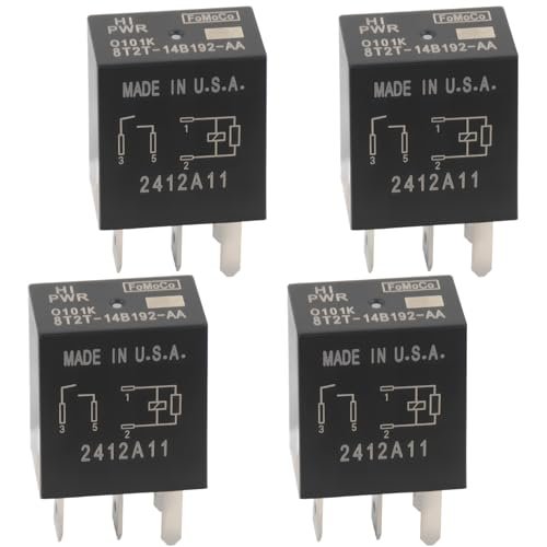 Aeola 4 PCS 8T2T-14B192-AA Power Relay, 4-Pin 12V DC.