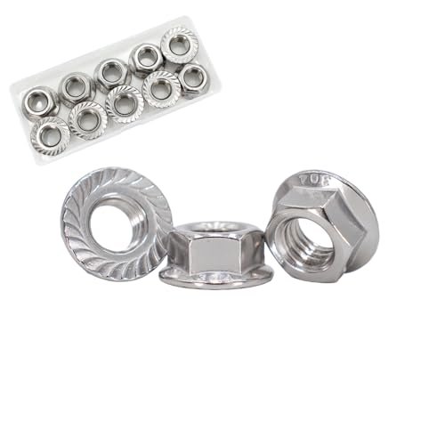 M12x1.75mm DIN6923 Serrated Flange Nuts 10 Pack 304...