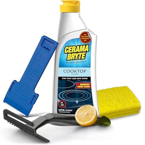 Cerama Bryte Glass Cooktop and Stove Top Cleaner Combo Kit.