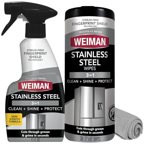 Weiman Stainless Steel Cleaner Kit - Removes Fingerprints,...