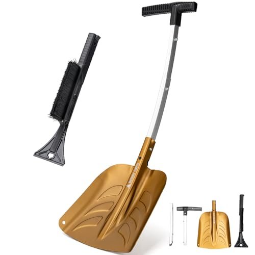 OneTigris Snow Shovel, Collapsible Aluminum Alloy with Ice...