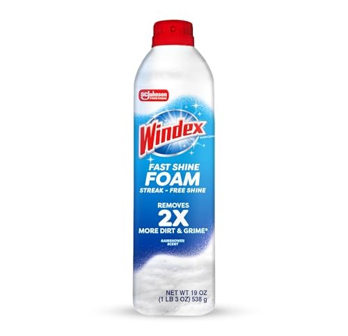 Windex Fast Shine Foam Glass Cleaner, No-Drip Aerosol Spray.