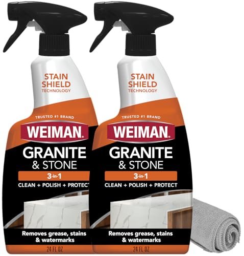 Weiman Granite and Stone Cleaner 3-in-1, Removes Stains and...