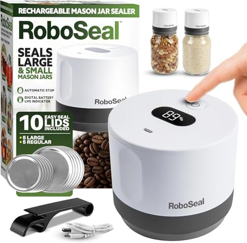 RoboSeal Rechargeable Mason Jar Vacuum Sealer for Wide and...