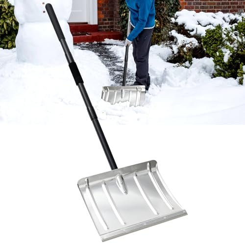 Snow Shovel, Aluminum Portable Snow Pusher Shovel Heavy Duty