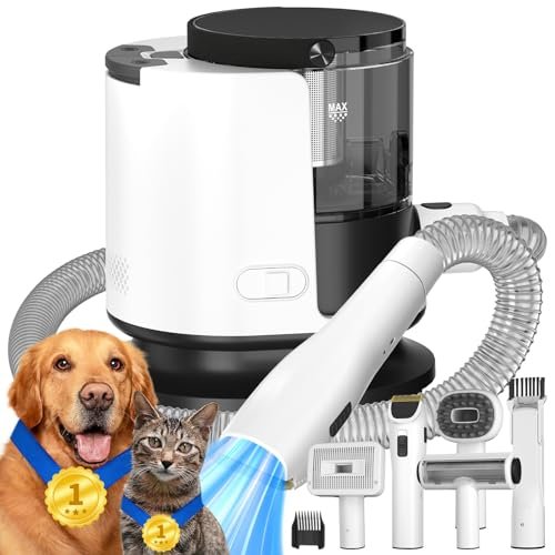 Dog Grooming Kit, 12000Pa Strong Pet Grooming Vacuum for...