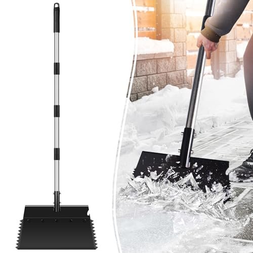 Ice Scraper, 62 Inch Flat Shovel with Adjustable Handle
