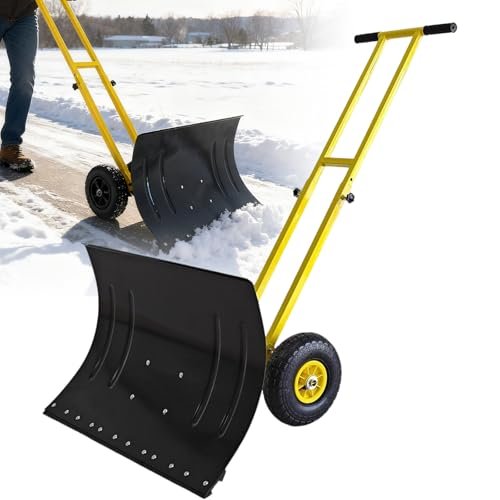 EAGWON Snow Shovel, 29” Wide Heavy-Duty Metal Snow Pusher.