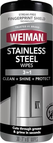 Weiman Stainless Steel Cleaner, 30 Count Cleaning Wipes,...