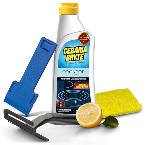 Cerama Bryte Glass Cooktop and Stove Top Cleaner Combo Kit.