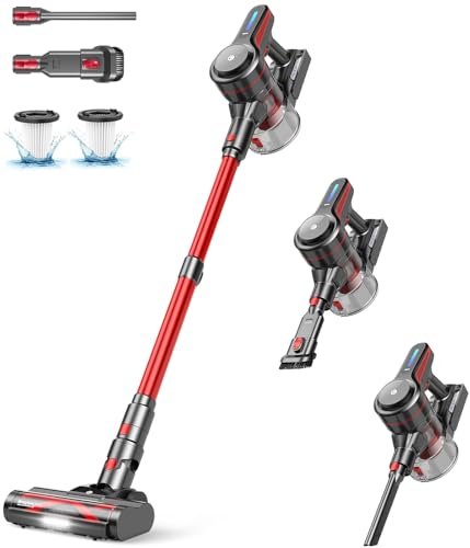 CHEBIO Cordless Vacuum Cleaner, Stick Vacuum with Powerful...