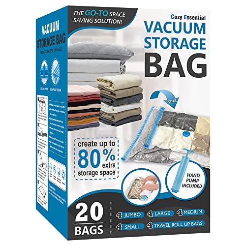 20 Pack Vacuum Storage Bags, Space Saver Compression for...