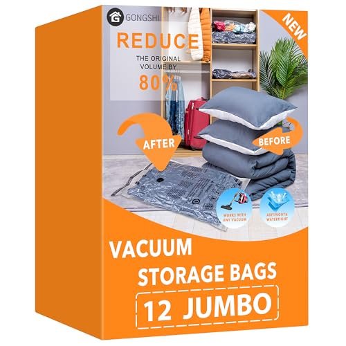 Vacuum Storage Bags Jumbo (12 x Jumbo),Plastic Space Saver...