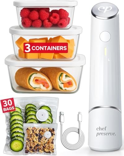 Chef Preserve Compact Vacuum Sealer for Food Storage System.
