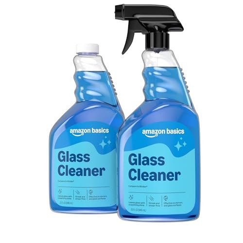 Amazon Basics Glass Cleaner, 32 Fl Oz, 2-Pack with Sprayer