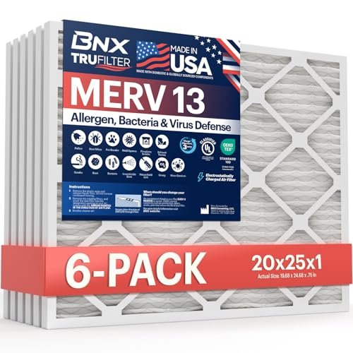 BNX TruFilter 20x25x1 Air Filter MERV 13 (6-Pack)