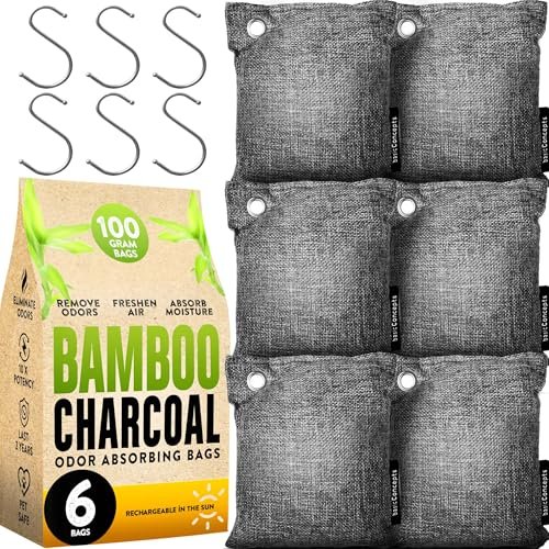 Charcoal Odor Absorber for Strong Odor (6 Pack, 100g each)