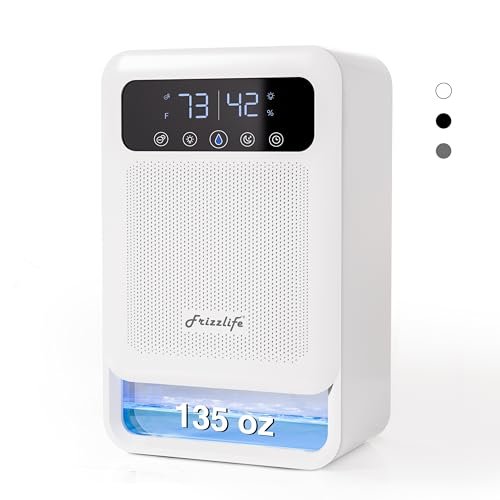Frizzlife DH80 Air Dehumidifier, 135oz Water Tank with...