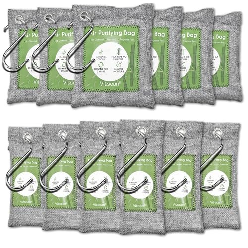 12 Pack Bamboo Air Purifying Bag, Activated Charcoal Odor...