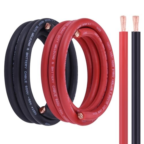 Geosiry 1/0 Battery Cable, 10FT Red + 10FT Black
