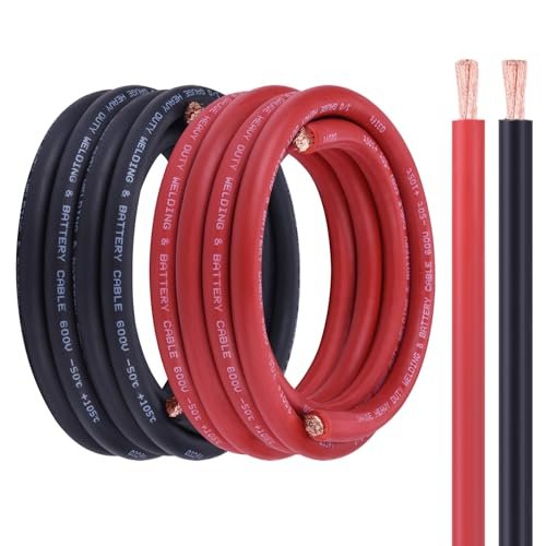 Geosiry 1/0 Battery Cable, 20FT Red + 20FT Black Copper