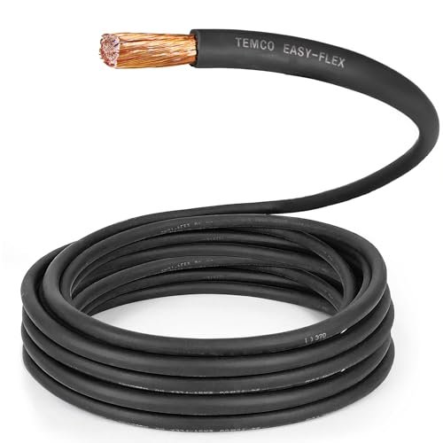 TEMCo 2/0 Gauge AWG 50 Ft Black Flexible Welding Cable