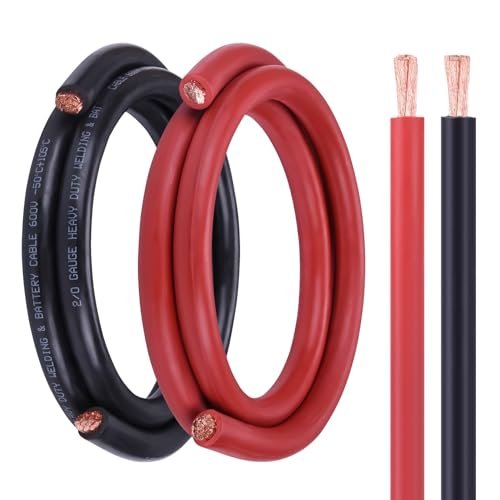 Geosiry 2/0 Battery Cable, 5FT Red + 5FT Black