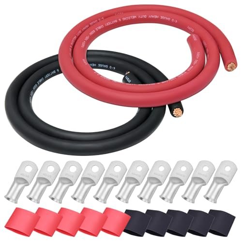 iGreely 4/0 Gauge Wire 5 Feet Black+5 Feet Red Cable