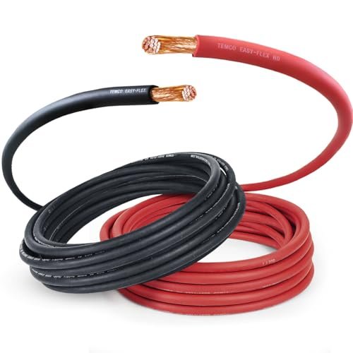 TEMCo 4/0 Gauge AWG 10 Ft Black Red Welding Cable
