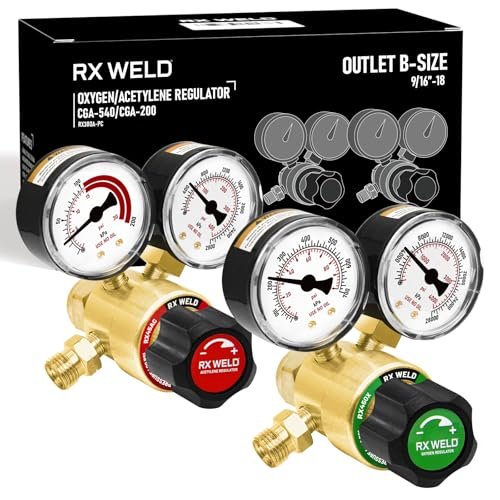 RX WELD Oxygen and Acetylene Regulators, CGA540 and CGA200...