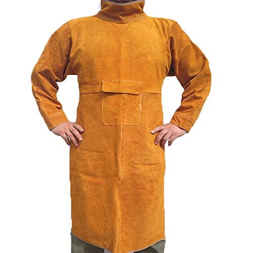 Jewboer Leather Welding Apron with Sleeves,Heavy Duty...