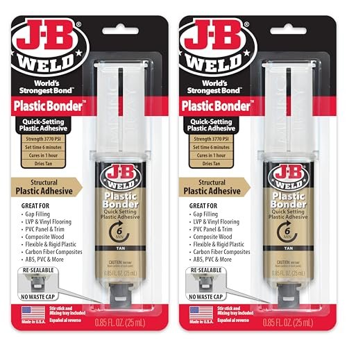 J-B Weld PlasticBonder Tan, 2 -Pack, High-Strength Impact...