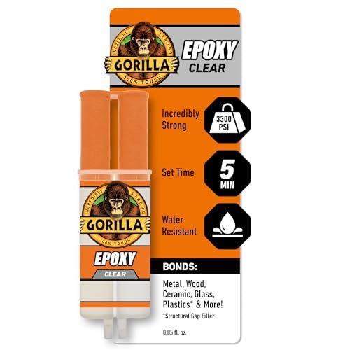 Gorilla 2 Part Epoxy, Clear Epoxy, 0.85 Ounce Syringe