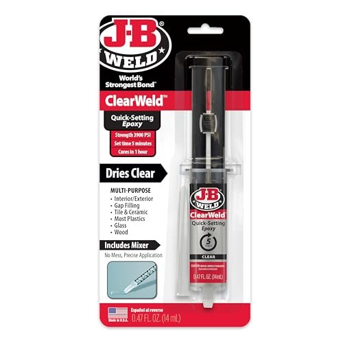 J-B Weld ClearWeld 5 Minute Epoxy, Clear, 14ml Static Mixer