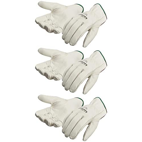 SAFEGEAR 3-pk. Large Cowhide Leather Work Gloves with...