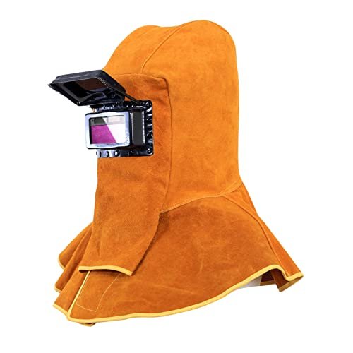 Upgraded Cowhide Leather Welding Hood with Solar Auto...