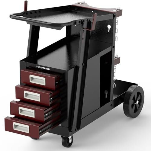 YESWELDER Welding Cart with 4 Drawers for MIG TIG Plasma
