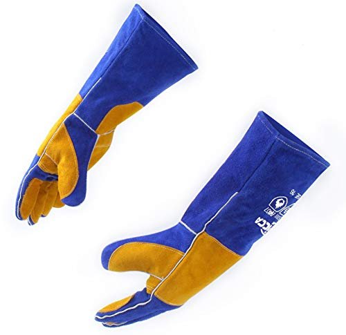 RAPICCA Welding Gloves Fire Heat Resistant: Blue 16IN 932℉...