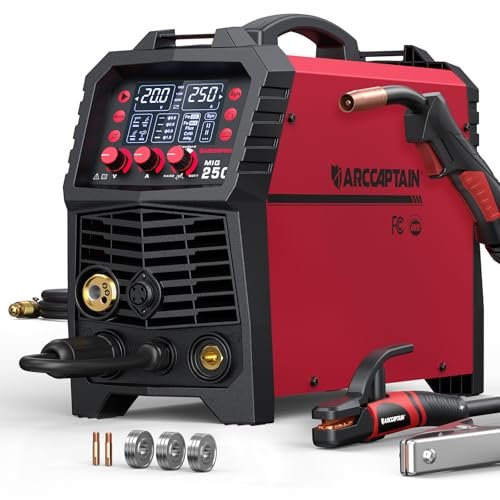 ARCCAPTAIN 250A MIG Welder, 110V 220V Gas Gasless Aluminum