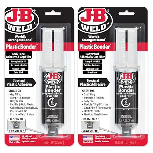 J-B Weld Plastic Bonder Black 25ml Syringe 2 Pack