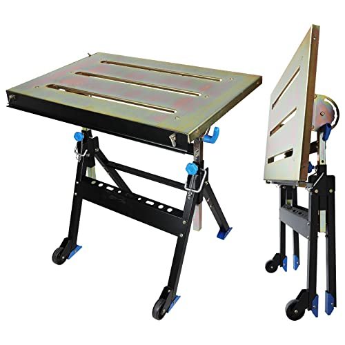 Olympia Tools Adjustable Welding Table with Wheels Portable...