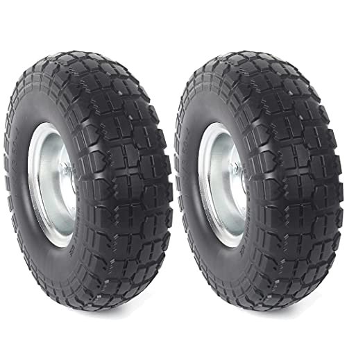 AR-PRO (2-Pack) 10-Inch Solid Rubber Tire Wheels Flat Free...