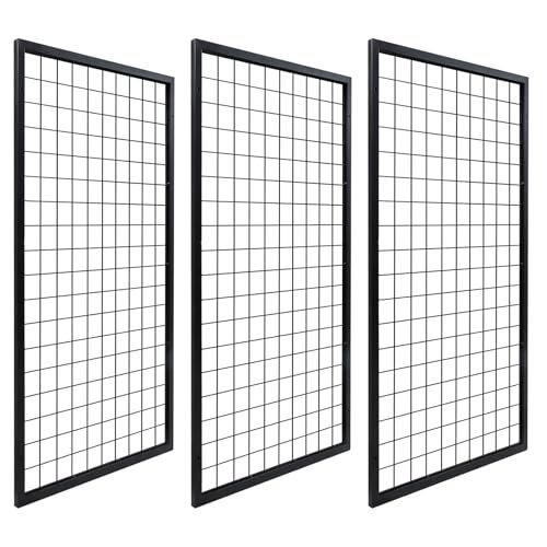 NectaCol 3 Packs Grid Wall Panels, Metal Black Wire Display